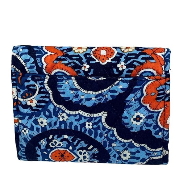 VERA BRADLEY Quilted Wallet Blue Boho Floral Cotton Marrakesh Tri-Fold Retired - Picture 3 of 10